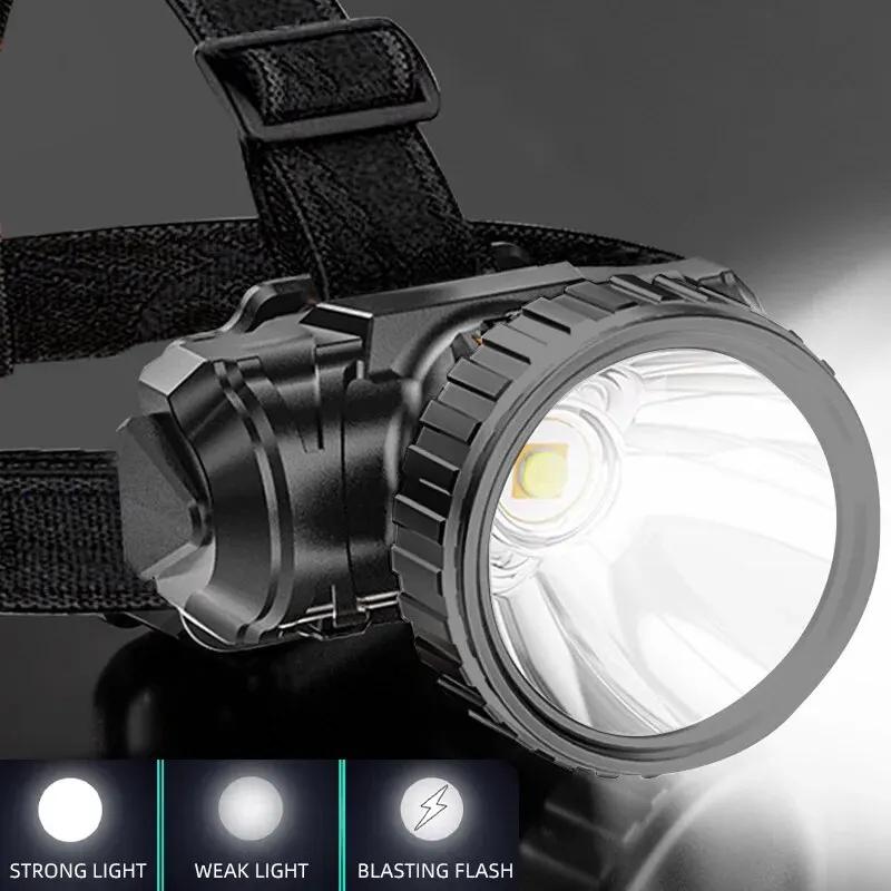 LED Strong Light Five Headed Outdoor Waterproof Fishing Light USB Rechargeable Ultra Bright Head Mounted Flashlight