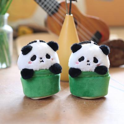 Cute Cute Bamboo Tube Panda Small Pendant Plush Toy Doll Giant Panda Bag Hanging Decoration Keychain Doll