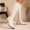 Fashion Winter Fashion Pointed Toe Women Knee High Boots Street Style Thick Heels Party Stripper Female Long Booties