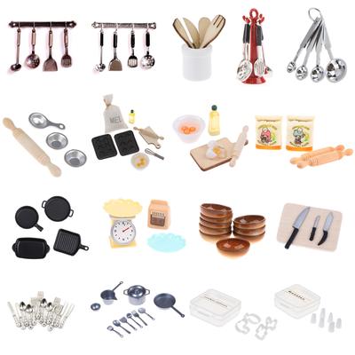 Miniature 1/12 Dollhouse Baking Cooking Pretend Play Mini Utensils Metal Whisk Jar Set For Doll Kitchen Food Toy Accessories