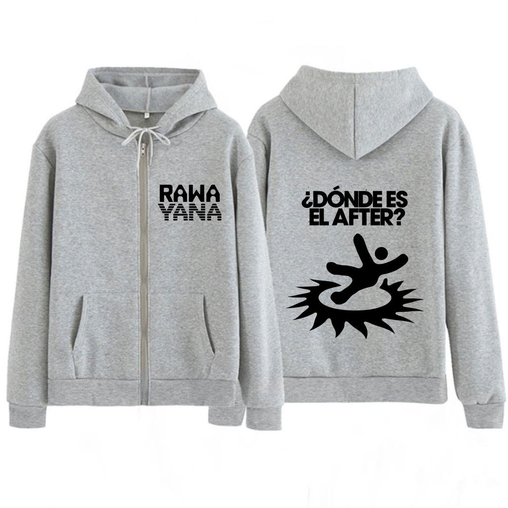 Rawayana Print Hoodie Men Women Hip-hop Punk Sweatshirts Casual Long Sleeves Fashion Zip Up Jacket