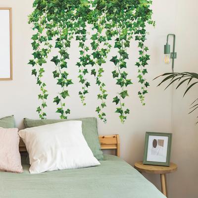 Fun-c39 Piccola foglia verde fresca Vite Camera da letto Soggiorno Dormitorio Abbellimento Adesivi murali Autoadesivi