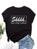 Black Short - Sleeve T - Shirt with “Shhhh. NO ONE CARES” Slogan Print