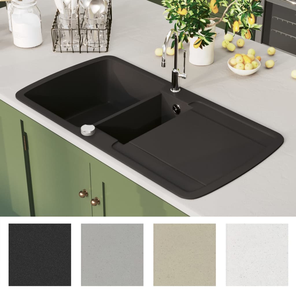 Granite Double Kitchen Sink Black