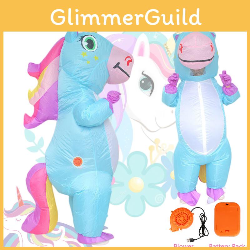 Cute Unicorn Dress-up Prop For Festivals And Events Inflatable Blue Costume