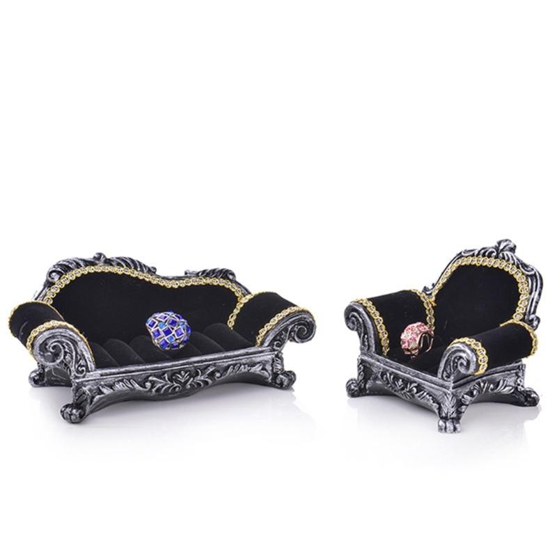 Jewelry Box Organizer Sofa Shaped Small Jewelry Rings Boxes Earrings Necklace Portable Storage Box Velvet Material