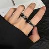 ACC Black Rhinestone Ring for Men and Women, High Sense Light Luxury Ins Style Couple Pair Ring, Niche Design Index Finger Ring