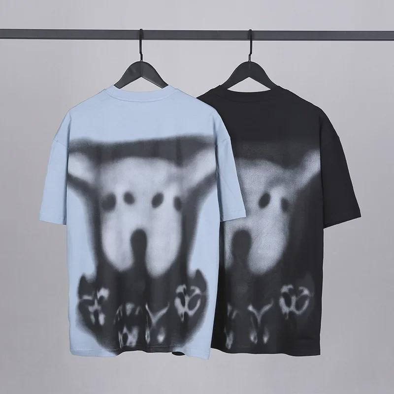 Summer Street Style Cartoon Dog Graphic Cotton Tee - Oversized, Unisex, Short-Sleeved