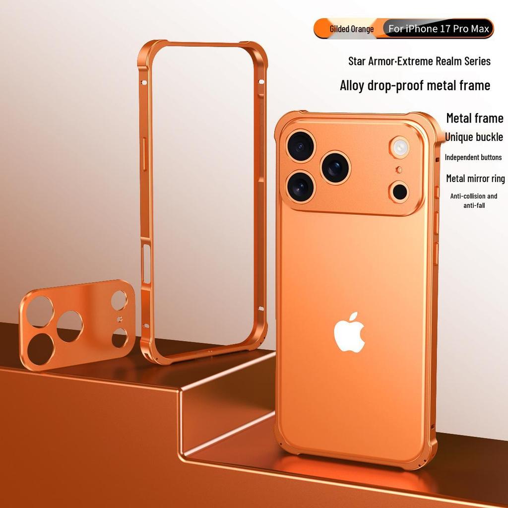 iPhone 17 Pro Max Clamshell Metal Frame Case with Heat Dissipation and Drop Protection