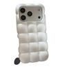 Frosted White 3D Waffle Egg Cake Drop-Proof Phone Case for iPhone 15/16/17 Pro Max