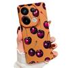 Retro Oil Painting Style Cherry Pattern Case For Xiaomi 14T 13T 11T Pro Funda Redmi Note 14 13 Pro 5G 12 11 Leather Texture Silicone Cover