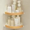 Bathroom Corner Shelf Walnut Bathroom Storage Organizer Holder Wall Mounted Bathroom Shelf Shower Caddy Rack Bath Accessories