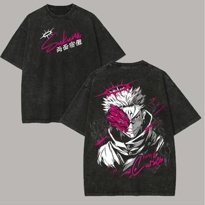 Jujutsu Kaisen Vintage Anime Washed T Shirt Summer Men's Women Cotton Casual Tee Top