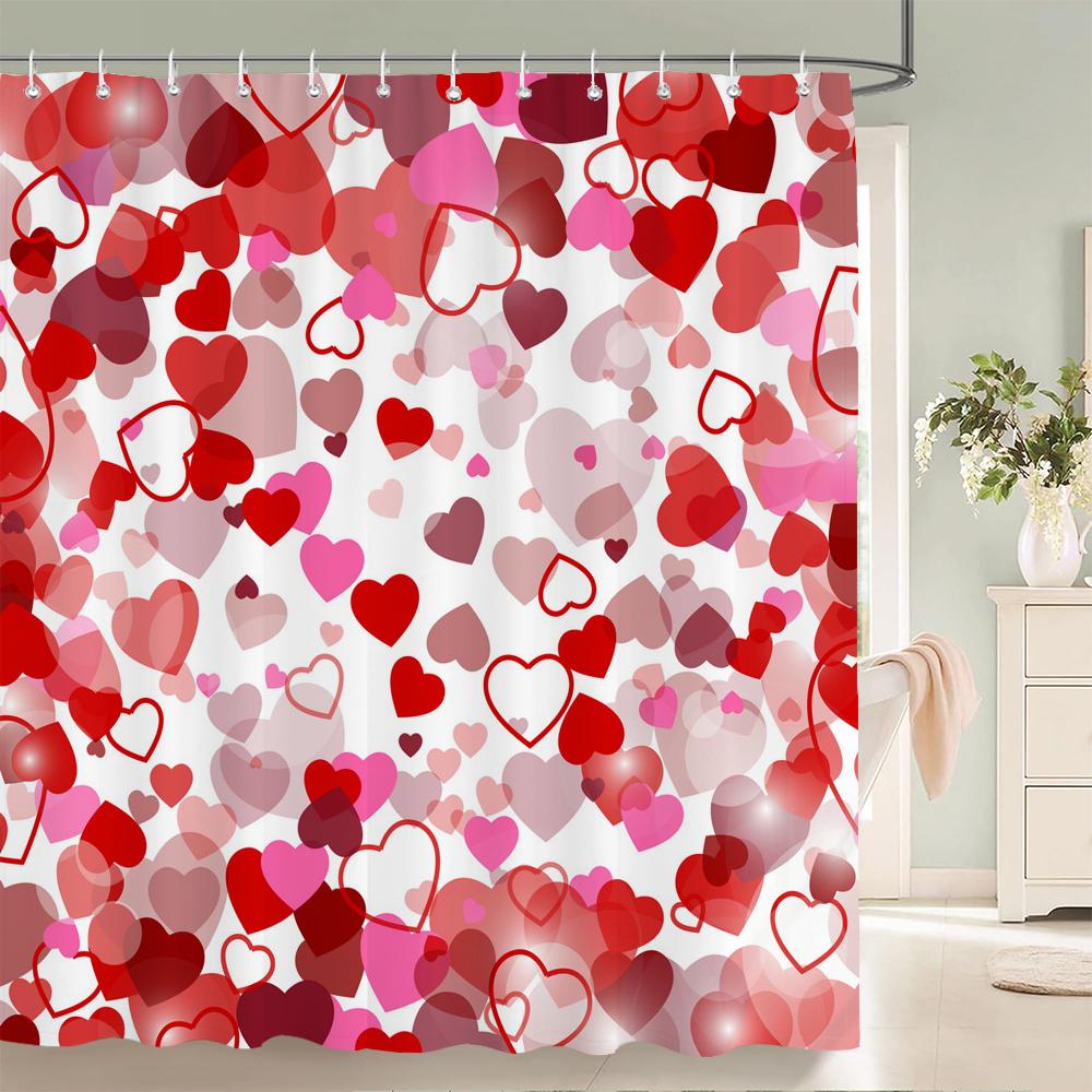 Sexy Red Lip Bath Curtain Waterproof Shower Curtains Polyester Pink Romance Love Bath Screen Printed Curtain For Bathroom Decor