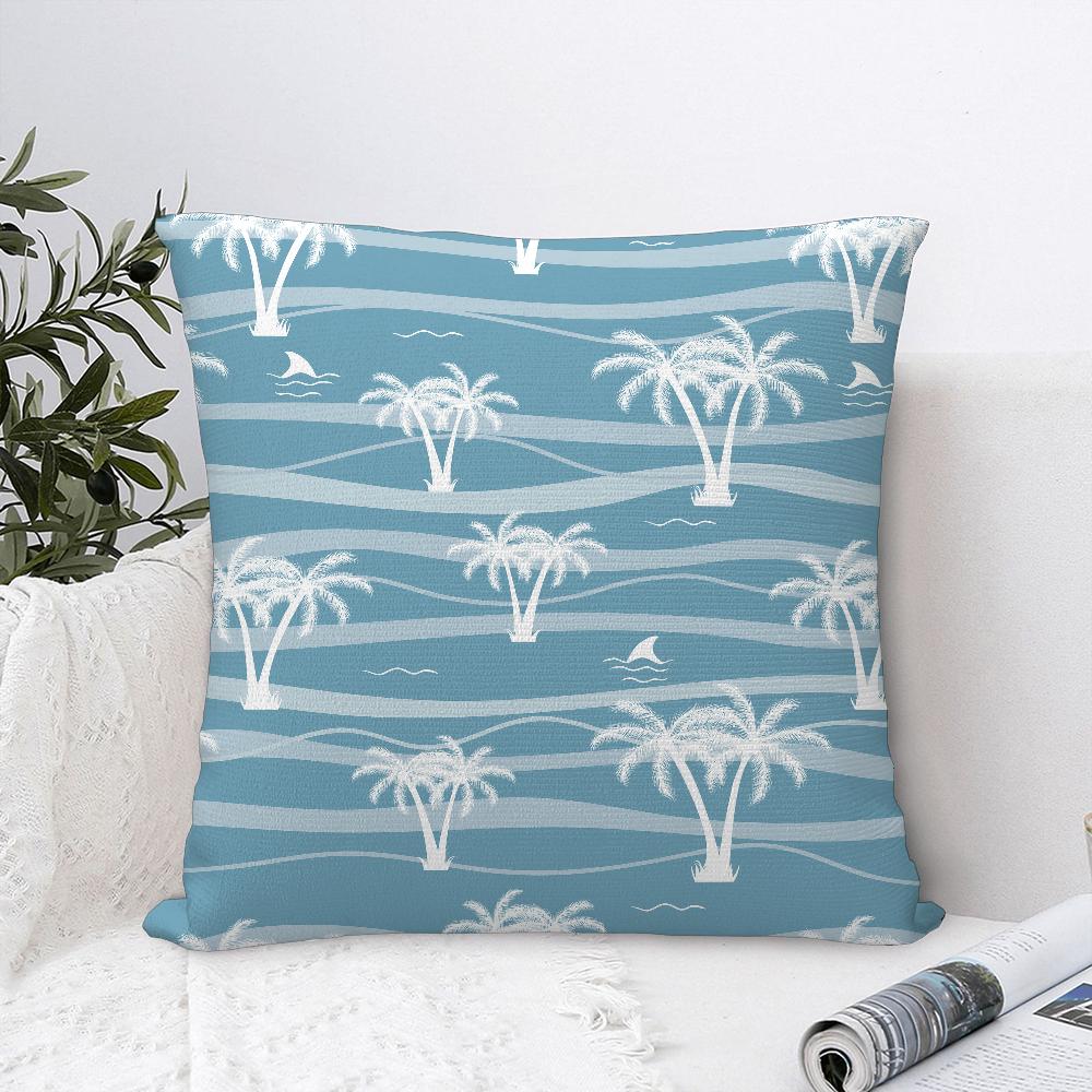 Plam Trees Flowers Pillow Case Sofa Decorative Home Double-sided Printing Short Plush Cushion Cover Throw Pillow Cover Gifts