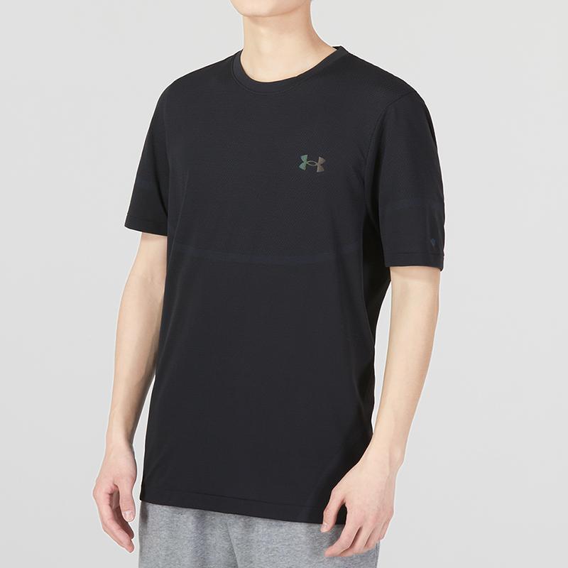 Under Armour Rush Training Sports Fitness Running Quick-Dry Crew Neck Pullover Short Sleeve T-Shirt Men Tops Black 1376781-001