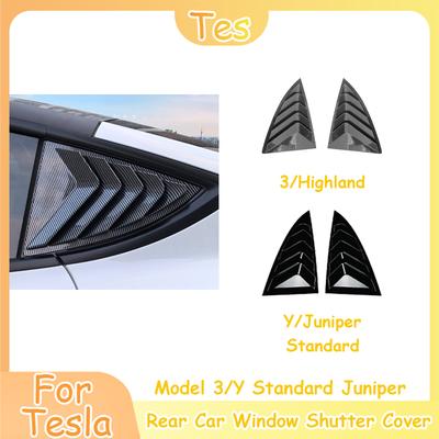 Heenvn For Tesla Model 3/Y Juniper Rear Car Window Shutter Cover ABS Louver Side Vent Trim Anti-Scratch Triangle Accessories