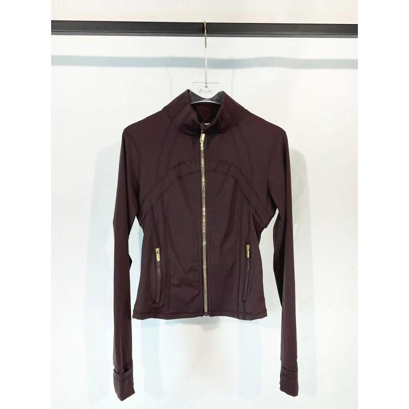 Womens Slim Fit Short Jacket Gold Zipper Yoga Fitness Activewear