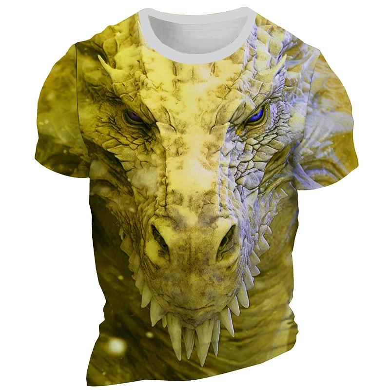 Men's Graphic Dragon T Shirt Short Sleeve T Shirt 3D Print Crew Neck Shirt Daily Designer Retro Vintage Sports Outdoor Holiday