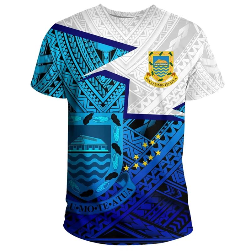 Tuvalu Men's T-shirts Casual Loose Round Neck TV National Flag Short Sleeve Tees Tops Clothing Oversized Tee Shirts Streetwear
