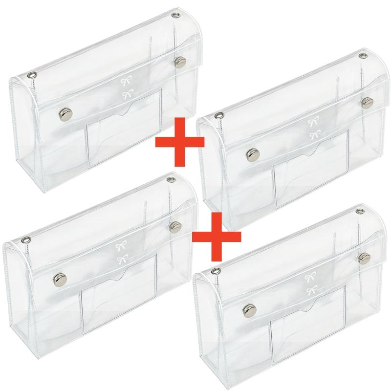 Multi-pocket PVC Transparent Pencil Case Portable Cosmetic Makeup Bag Travel Organizer for Student School Office Storage