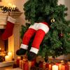 Xmas Tree Ornament for Kids Christmas Elf Stuffed Leg Ornaments Santa Green/Red Legs Decorations Poseable Indoor Fireplace Holiday Door Wreath