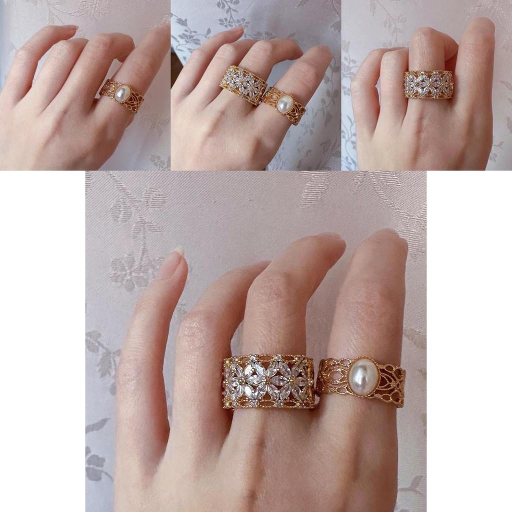 Vintage French Elegant Lace Ring For Women Adjustable Open Ring Finger