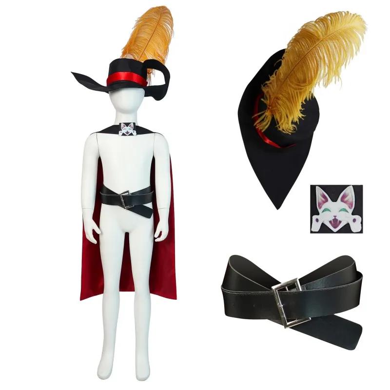 Anime Puss In Boots Cosplay Anim Cartoon Kat Kostuum Set Cape Halloween Maskerade Carnaval Feest Attribuut Outfits Accessoire Pak Kid150 black
