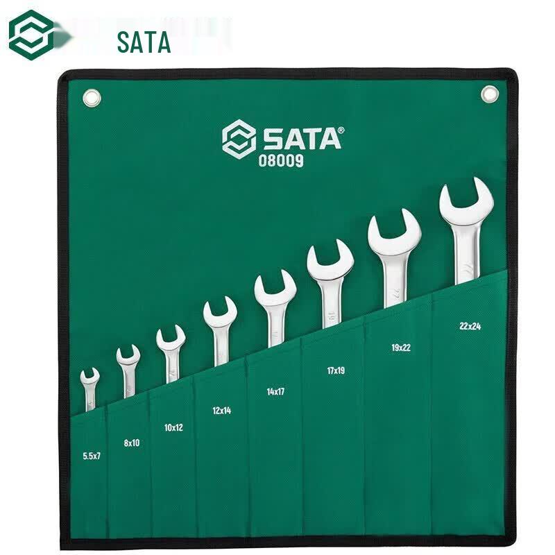 SATA 08009 8-Piece Fully Polished Double Open-End Wrench Set 8-piece set
