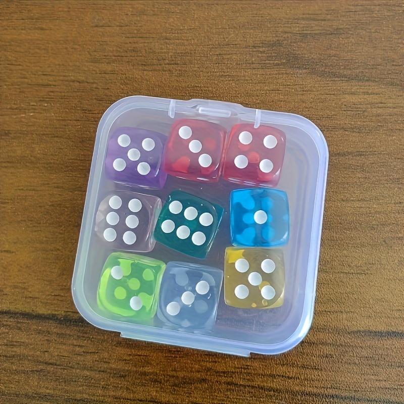 

9pcs Transparent Dice Set: Randomly Mixed Colors, Suitable for Math Games, Ages 14 (14mm Dice) Perfect for Gaming Enthusiasts