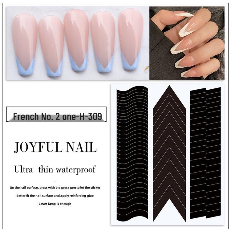 French Tip Nail Art Stickers - Crescent & V-Shaped Black Gel