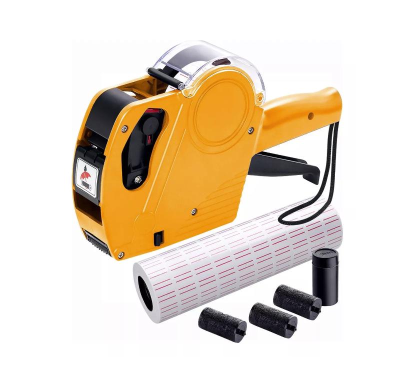 

Комплект для однострочной маркировки цен: Включает этикетировщик, 4 чернильных ролика и 10 000 наклеек для супермаркетов