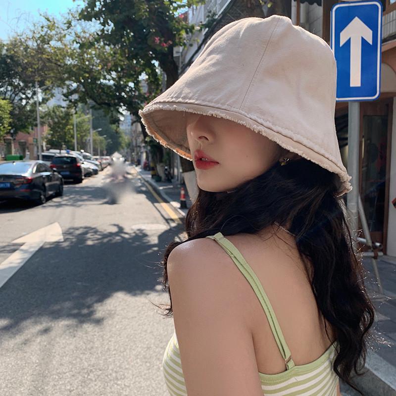 Elegant Cotton Bucket Hat For Women Summer Japanese Style Sun Hat Protection
