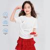 Girls' 100% Cotton Little Swan Cartoon Short Sleeve T-Shirt