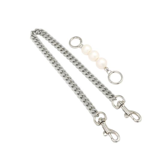 Handbag Chain Strap Metal Shoulder Crossbody Replacement Strap Chain with Buckles Bag Chain Strap with Faux Pearl Extension Chain for Ladies Purse
