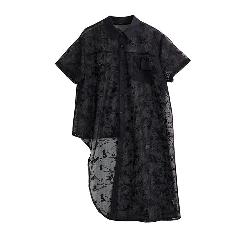 

XITAO Asymmetrical Turn-down Collar Dress ZMY1360 One Size чорний