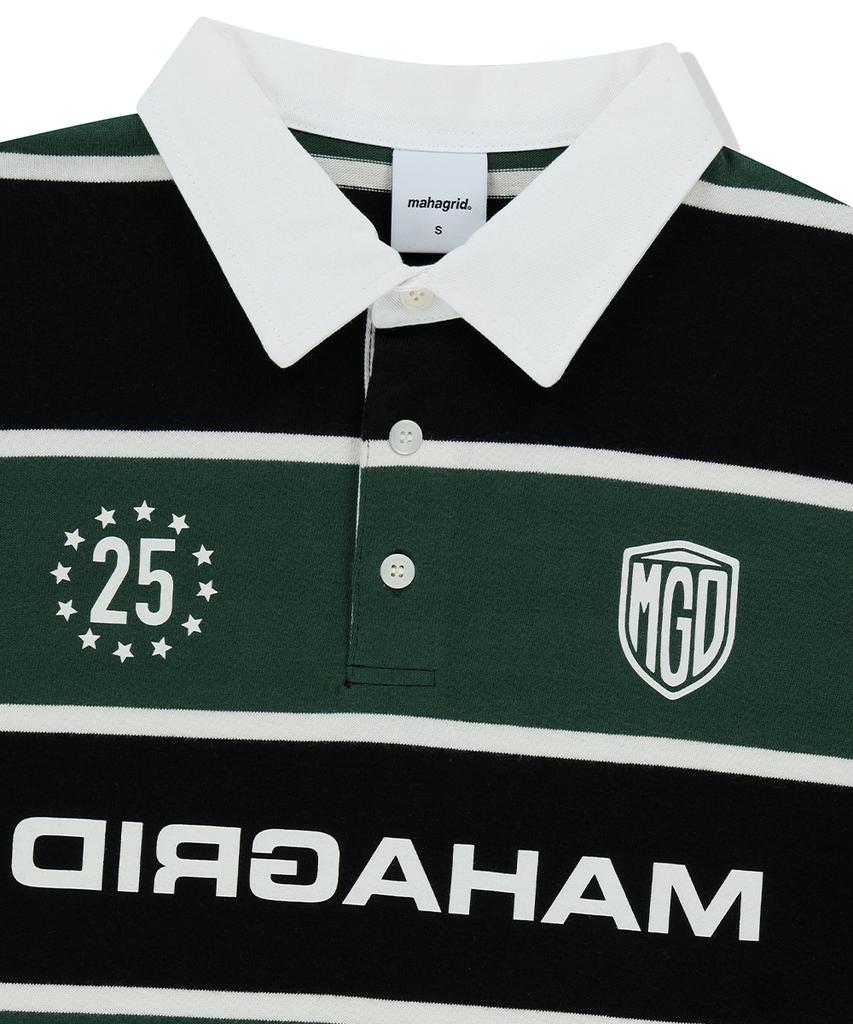 MAHAGRID Stripe Rugby Shirt Green(Mg2Fsmm550A)