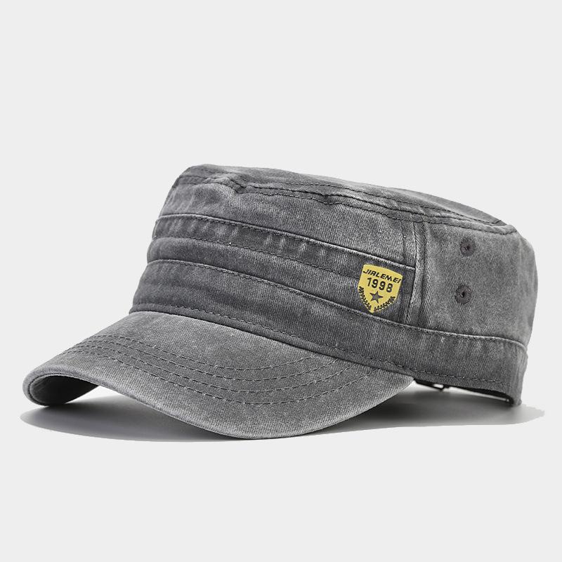 

1pc Retro Washed Flat Top Hat Adjustable Fisher Caps for Men Women Cadet Military Caps Design Driver Cap Four Season Dailywear Adjustable серый