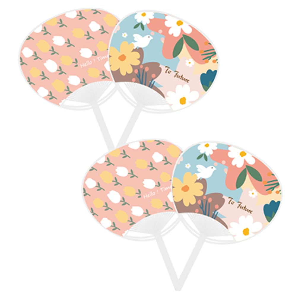 MinniLove Iuchi Uchi Cute 4 Extra Cool and Perfect for Sports Fireworks and Parties of 4 Floral Fans, Designs, Types, Large, Lightweight, Summer,