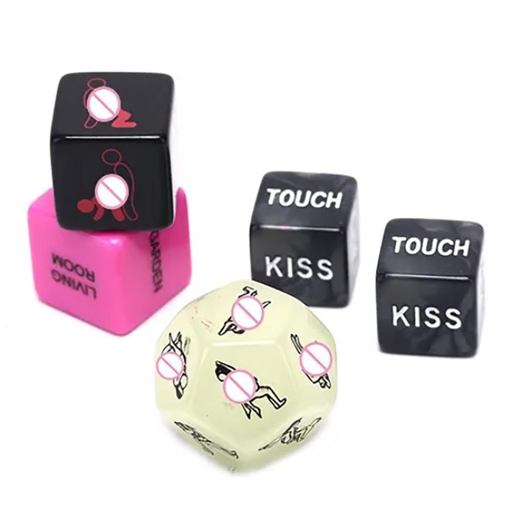 Paar Würfel Erwachsene Bunt Lustig Tragbar Polyedrisch Herausforderungen Würfel mit Stoffbeutel für Liebhaber