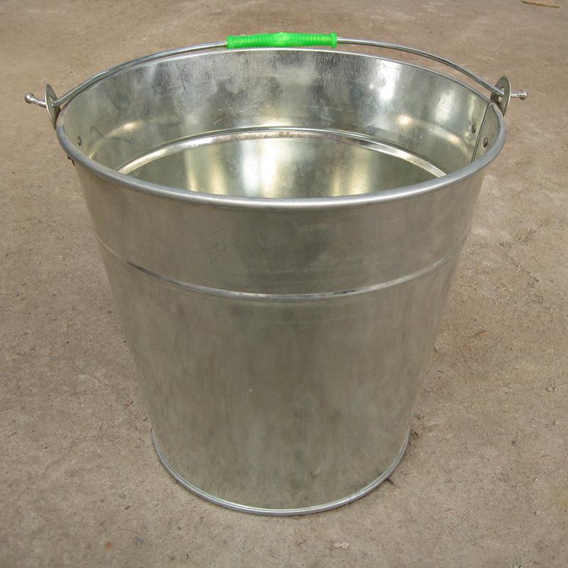 Large Capacity Galvanized Iron Water Bucket with Thickened Design for Household, Trash, or Ice Beer Use 8L серебряный