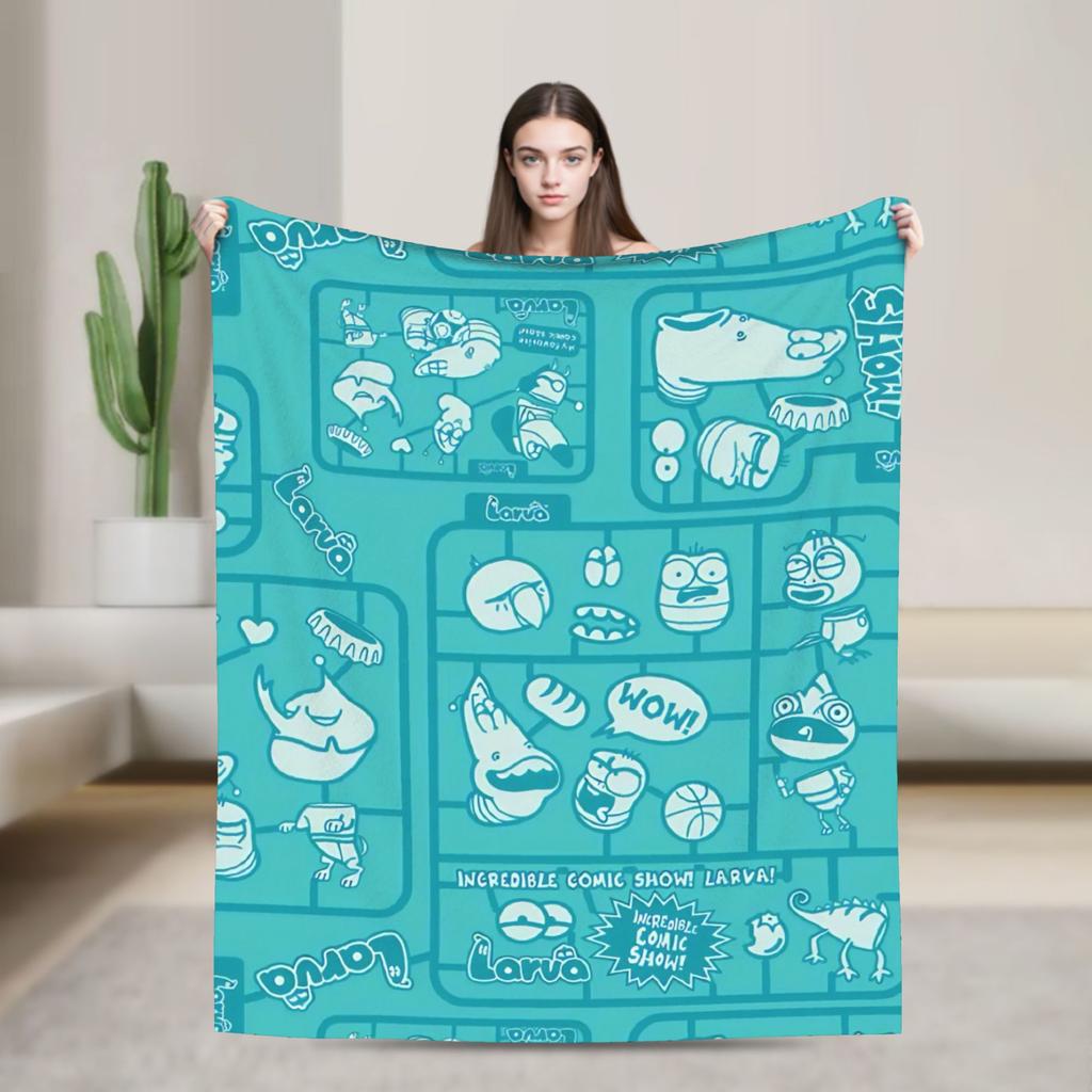 Kvalitní měkká deka s kreslenými larvami, přehoz na postel, zimní piknik, pohovka, postel, vtipné přehozy