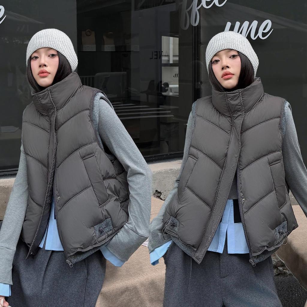 Women's Cotton Stand Collar Vest - 2026 Autumn/Winter Short Loose Fashion Gilet
