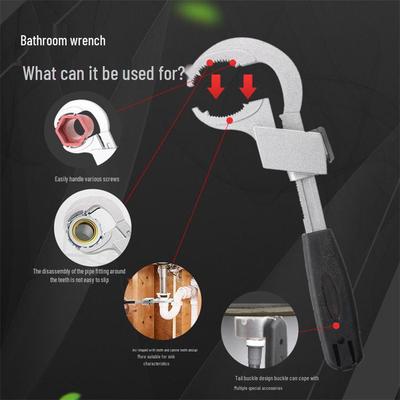 Aluminum Alloy Adjustable Sink Wrench with Arc Tooth for Bathroom and Water Heating Installation