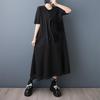 Short sleeve Plus size black vintage floral new in dresses for women casual loose long summer dress