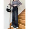 2024 Women's Plus Size Fleece-Lined Wide Leg Jeans - Winter Style, Loose Fit, Narrow Straight Floor-Length Pants