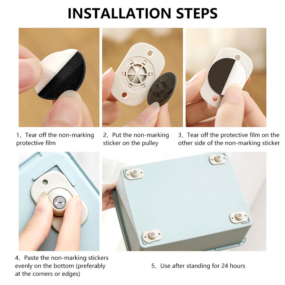 8/12Pcs Self Adhesive Type 360 Degree Rotating Roller Wheels Stainless Steel Mute Ball Universal Wheel 1 Beads