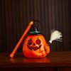 Portable Pumpkin Light Glowing Halloween Lantern, Jack O Lantern with Witch Hat Broom, Lightweight Prop Up Decor, Trick or Treat for Kids Party Decor