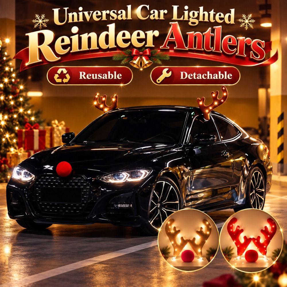 Universelle leuchtende Rentiergeweihe für Autos, warmer Lichtstreifen, Rentier-Kit für Autos, festliche Atmosphäre