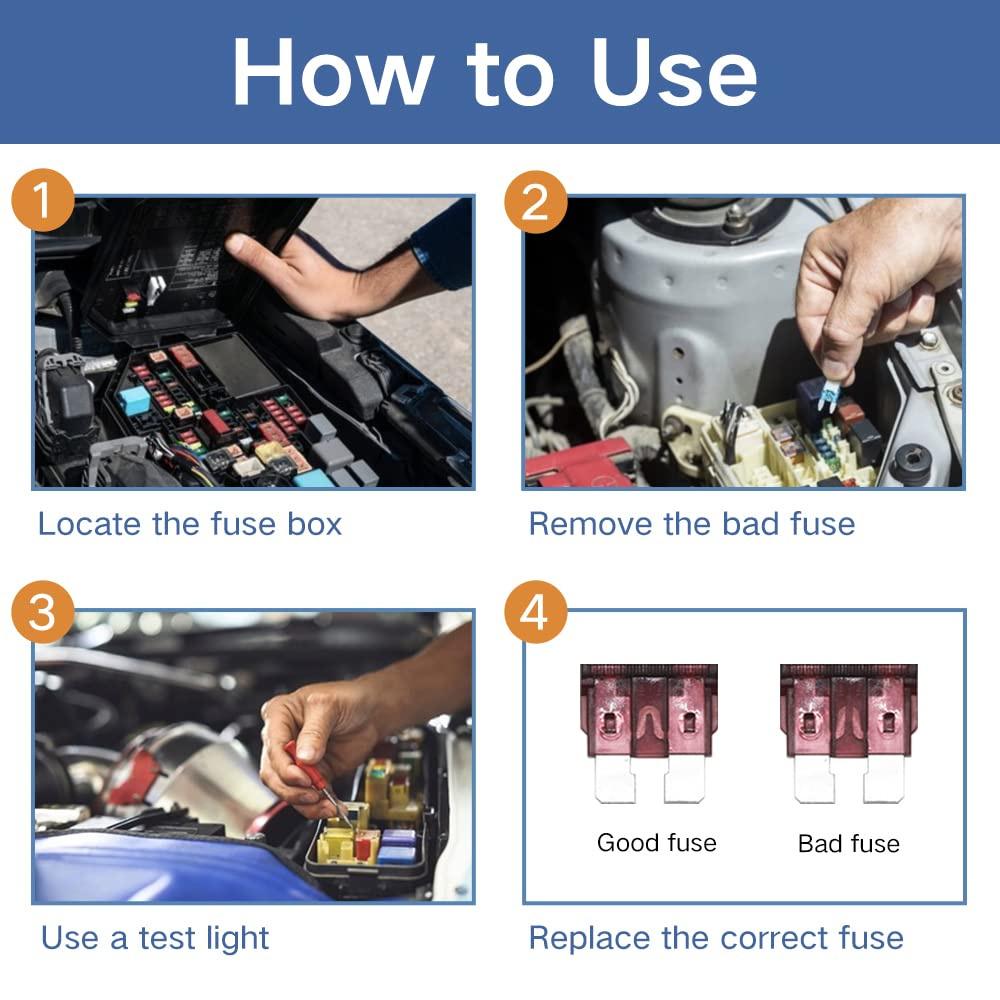 120 Pcs Standard Fuse Assortment kit (1A/2A/3A/5A/10A/15A/20A/25A/30A/35A/40AMP) Blade Fuse for RV Truck Marine Auto Accessorie